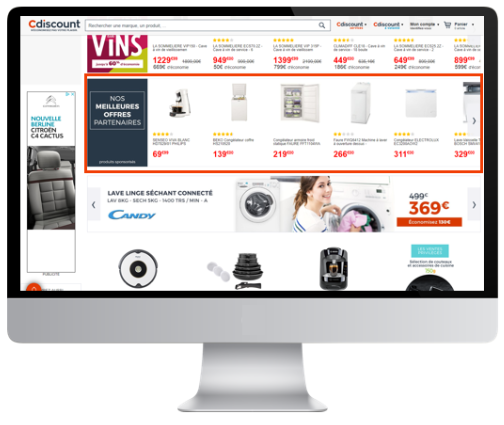 Display of sponsored products on Cdiscount